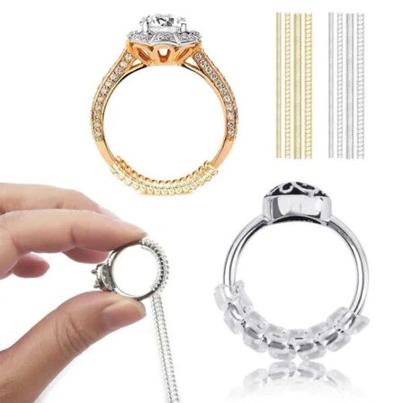 Leikattavat Sormuksen Pienentäjät - Pienennä Sormusten Kokoa 8-Pakkaus Läpinäkyvä