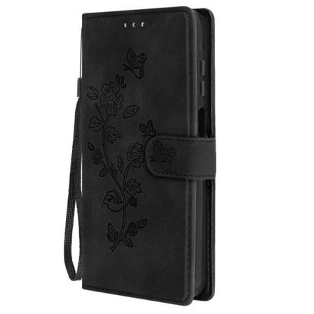Etui til Samsung Galaxy A15 5G Flower Wallet med håndledsrem Sort