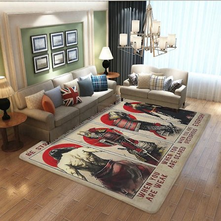 Japansk Teppe Samurai Trykk Tepper Retro Sklisikkert Gulvmatte Inspirerende Sitater Japan Dekor Matte For Stue Soverom Bad Barn