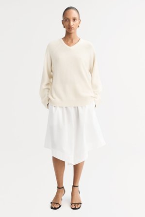 Soft Goat - Oversized V-neck - Kashmirtröja dam - S - Feather White