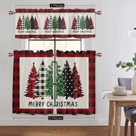 1/2 St Stång Pocket Blackout Snögubbe Print Jul Halv Gardin