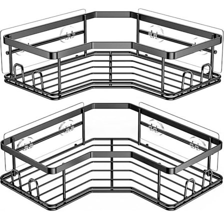 Self-Adhesive Bathroom Shelves | 2-Pack Shower Shelf No Drilling Black black