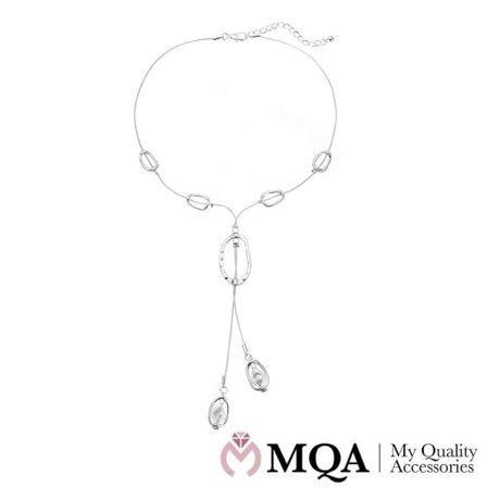 Halsband silverfärgade, ovala ringar, justerbara