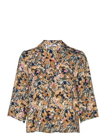 Onlalma Life Poly 3/4 Shirt Aop Wvn Brown ONLY