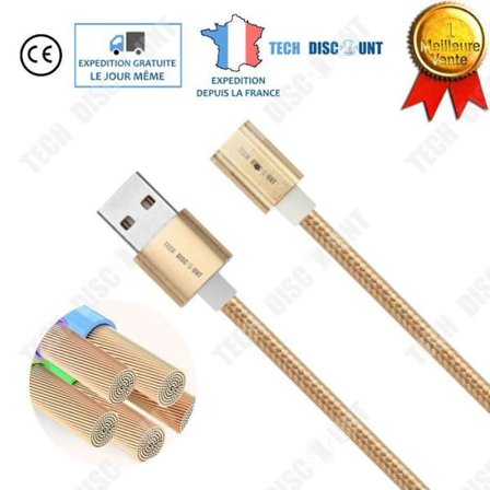 Laddkabel - TECH DISCOUNT - iPhone - USB 8 stift - 1m - Snabbladdning 2A