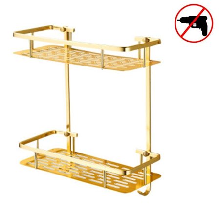 Brusehylde Hylde Brusebad Badeværelse Rektangulær Hjørnehylde Guld