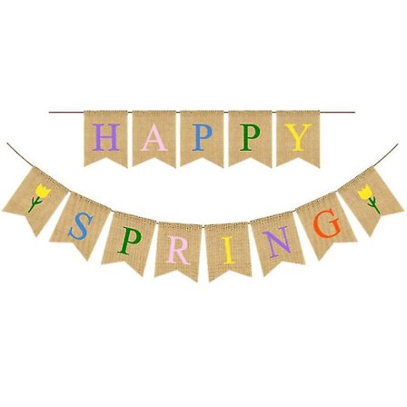 Forårsfest Blomsterflag Farverige Bogstavstrykte Banner Linned Bunting Forårsfest Tilbehør Baggrund Layout Rekvisitter