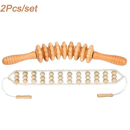 Massage Guasha-pind af træ, trærulle-massager, træterapiværktøj, maderoterapisæt til lindring af fascie- og muskelsmerter, kropsformning