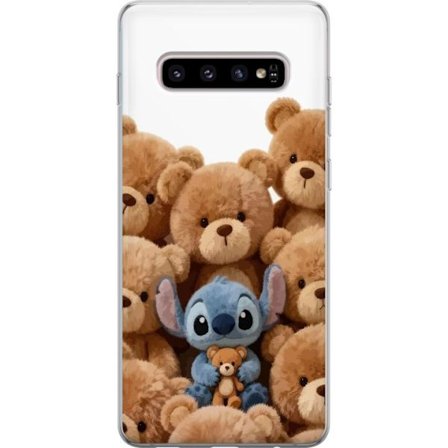 Kompatibel Mobilcover til Samsung Samsung Galaxy S10+ Sød og sikker illustration med Stitch omgivet af bamser, der skaber en varm og legende følelse