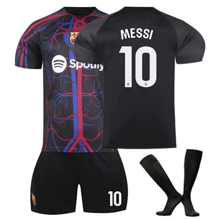 Barcelona MESSI #10 udebanetrøje, 23-24 FCB fælles specialudgave sort børne- og voksenfodboldtræningstrøje, julegave, fødselsdagsgave 28 No.10M