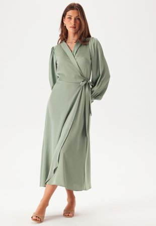 VILA - Vienna Ravenna L/S Ankle Wrap Dress - Kläder - - Bubbleroom Omlottklänning