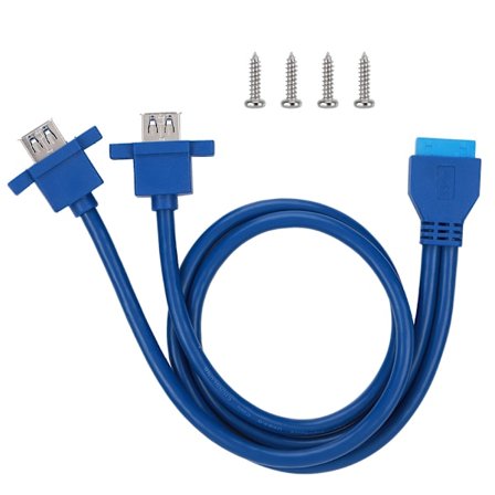 USB3.0 19PIN til 2AF Front Motherboard Panel Mount-kabel med skruehull (0,5 m)