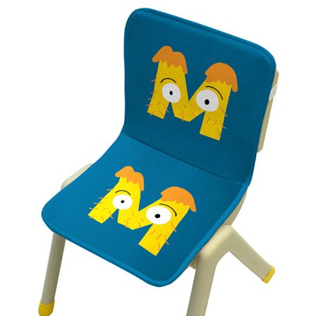 Mr. Bao, monsterbokstavssvamp, stolsdyna i ett stycke, förskolestolskudde, studentstolskudde, ryggstöd