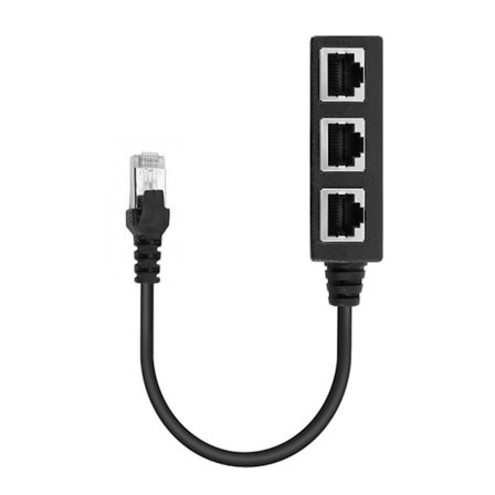 RJ45 Ethernet Splitter Adapter Kabel 1 han til 3 hun LAN netværksstik Velegnet til Cat5 Cat5e Cat6 Cat7