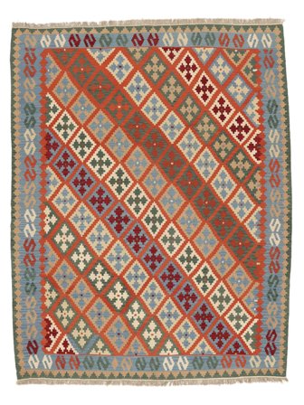 Perzisch Kelim Ghashghai Vloerkleed 273X350 Donkerrood/Donker Geel Groot ( Perzië/Iran)