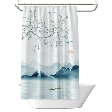 (80 x 180 cm) Suihkuverho Valkoinen, Hometta Kestävä, Vedenpitävä, Kestävä Pestävä Joulu Kylpyhuone Verhot, EVA, 12 Koukkua