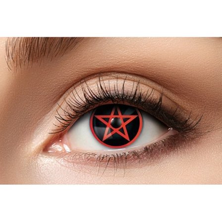 Partylinser röda 3 mån färgade linser halloween pentagram coola crazy läskiga