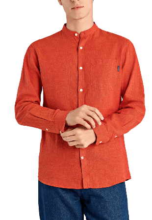 Lindbergh Cotton/linen Shirt L/S Skjortor Herr Orange S