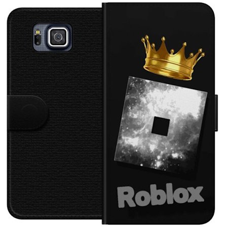 Kompatibelt Lommeboketui til Samsung Samsung Galaxy Alpha Minimalistisk svart og sølvfarget Roblox-symbol med gylden krone og luksuriøs gamer-esteti