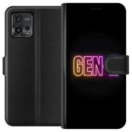 Kompatibel Tegnebogsetui til Motorola Motorola Moto G72 Neontekst Gen Z i farverigt lys mod en mørk baggrund i moderne digital stil