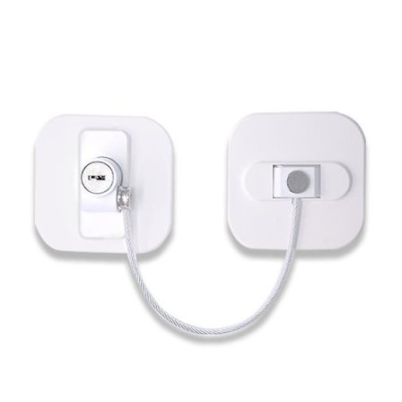 Valkoinen jääkaapin oven lukko Jääkaapin oven lukko Kaapelin rajoittimella