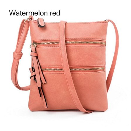 Crossbody bag for kvinner Glidelås veske VANNMELON RØD