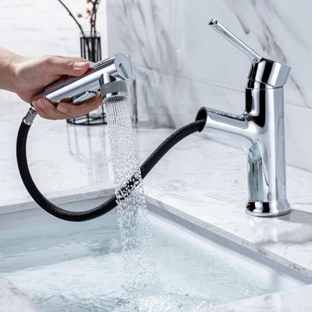 Moderne baderomsbatteri, messing baderomsblander med uttrekk