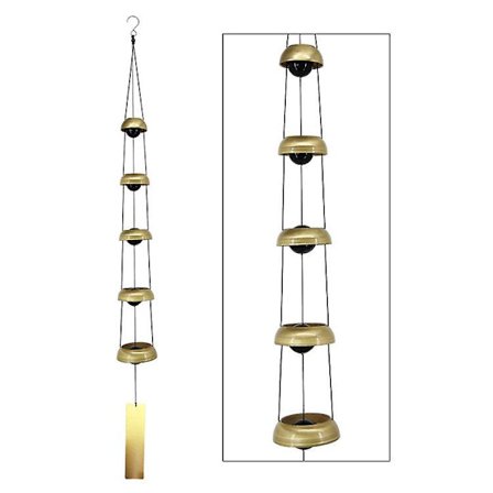 Kobber Vindklokker, Tempel Vindklokke med 5 Bjeller, Feng Shui Vindklokker for Hjem Gård Utendørs Dekor, En Flott Minne Vindklokke for Noen Wh
