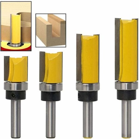 Kopifres, rett fres med spylekant, 8 mm skaft, 19,05 mm diameter, med skaftlager, DIY-freserverktøy for trebearbeiding