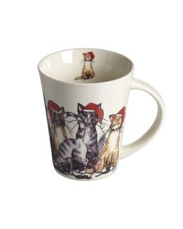 Julekrus porcelæn katte 1-pak Hvid