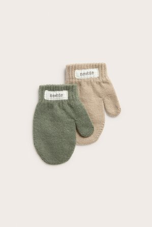 Newbie | 2-pk. strikkede votter | Mørkegrønn