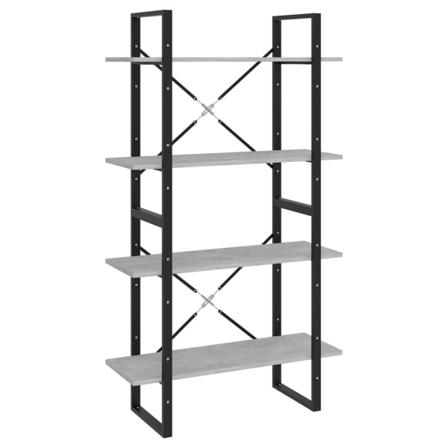 Vidaxl Bokhylla 4 Hyllplan Betonggrå 80x30x140 Cm Spånskiva Grå
