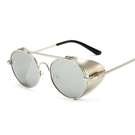 Runda Solglasögon Man Kvinna Märkesdesigner Vintage Solglasögon Klassiska Glasögon För Bilkörning Metall Steampunk Retro Oculos De Sol