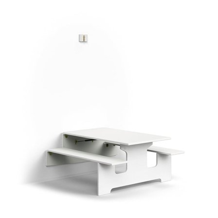 Vägghängt bord LUCAS, 1200x1205x580 mm, laminat, vit/grå