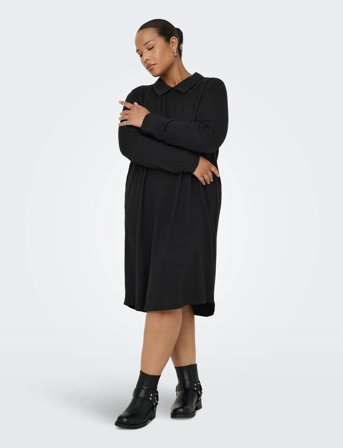 ONLY Carmakoma Caralba L/S Mix Abk Dress Jrs - Black - 54