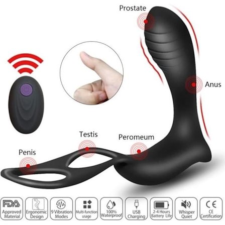 Massageapparat, Prostata Massage Vibrator til Mænd, Anale Plug, Voksen Sexlegetøj, Ring - Type 2