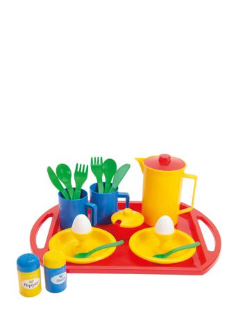 Breakfast Set On Tray In Net 23 Pcs Toys Toy Kitchen & Accessories Coffee & Tee Sets Multi/mönstrad Dantoy