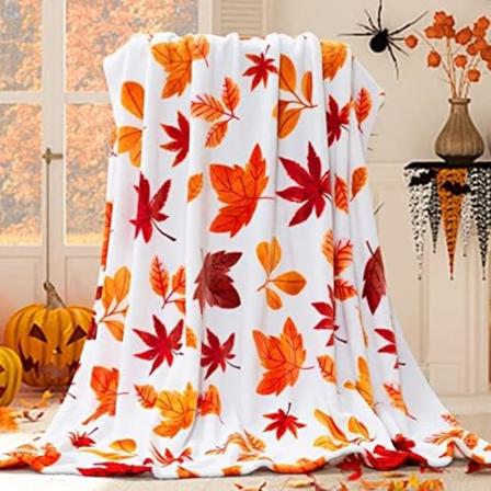 Syksyn Heittopeitto, Halloween-Kurpitsa Syksyn Pehme Syksyinen Sisustus Fleecepuuvillainen Piknik-Heittopeitto Sovalle, Sohvalle, Tuoleille, C