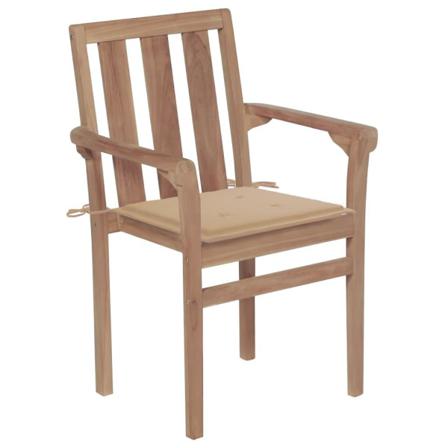 Vidaxl Trädgårdsstolar 2 St Med Beige Dynor Massivt Teakträ Beige