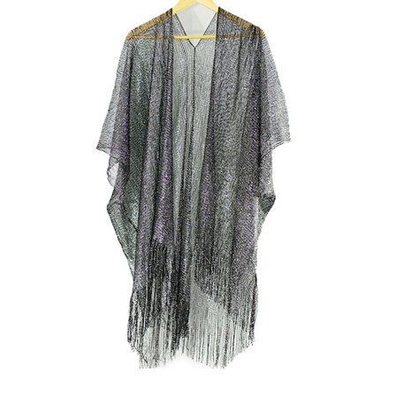 Womens Summer Metallic Glitter Solid Color Swimsuit Cover Up Long Tassels Asymme