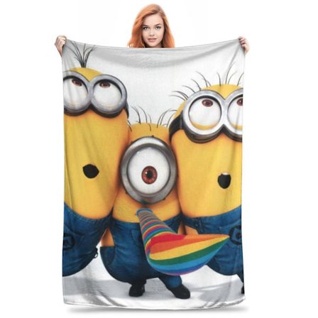 Grusomme meg Minions Teppe Seng Rom Dekor Flanelltepper For Seng Sofa 100x75 cm [D]