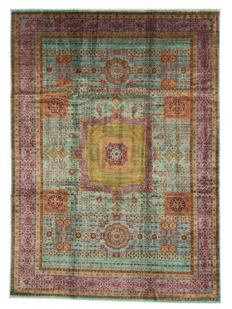 Håndknyttet Mamluk 246X348 Ullteppe Brun/Grønn Stort