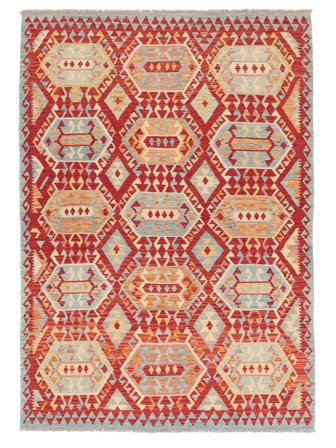 Kilim Afghan Old Style Rug Hand Woven 175X248 Brown/Dark Red Afghanistan