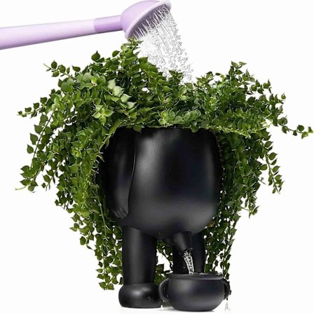 Kissande rolig vas, nyhet kissande planteringskruka, kisskruka planter, suckulenta krukor planter med dränering svart vit -GSL