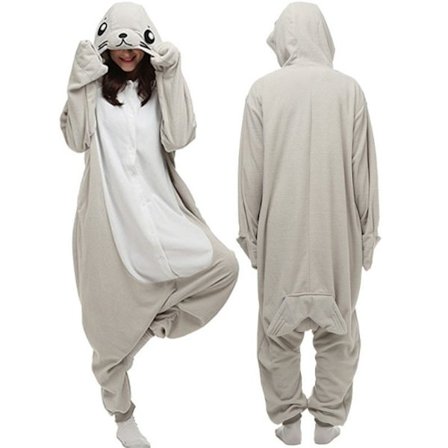 2025 Uusi sarjakuva yksiosainen pyjama Halloween-jouluasu harmaa hylje