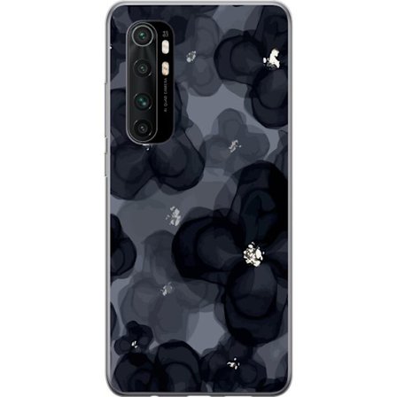 Kompatibelt Mobilskal till Xiaomi Xiaomi Mi Note 10 Lite Abstrakt mörkt blommönster i svartgrå toner med elegant och dramatisk känsla