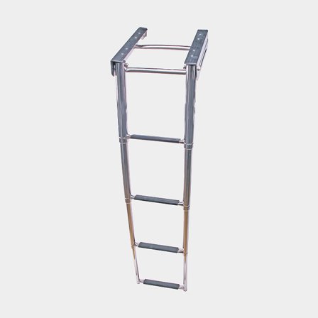 Kassettenleiter, polierter Edelstahl, 4 Stufen, 118 cm ausgefahren, 31 x 32 x 8 cm - Boot