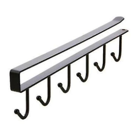 Metallisk underhylle-koppholder med 6 kroker