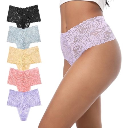 2025 Senaste Modell Höga Trosor Spets Full Täckning Mjuka Tangas Tropiska Växter Spets Trosor Bekväma Sexiga Underkläder Trop