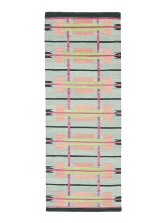 Wool Rug Sigrid Green/Multicolor Runner Small Oeko-Tex